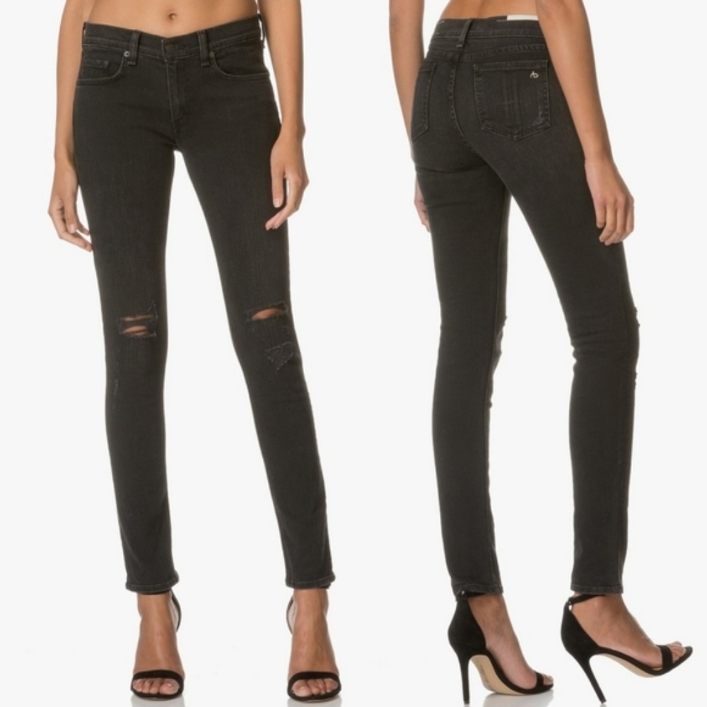 Rag & Bone Skinny Jeans in Rock w/Holes - size 28